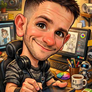 Digital mashup portrait of a man with robotic features