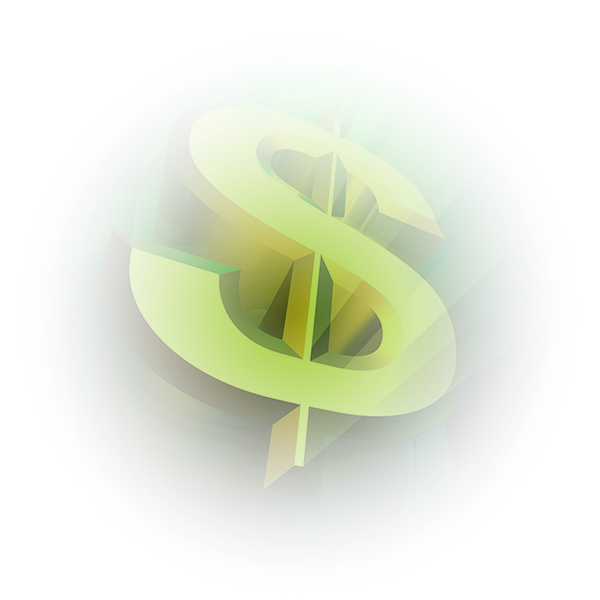 A digital image of a shining dollar sign